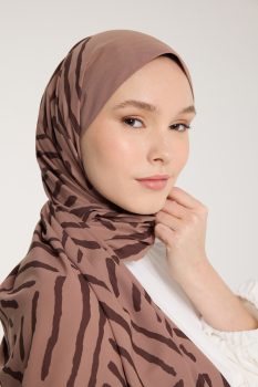 Pure Tone Şal - V Desen - Sütlükahve - Kahve - Pure Scarfs