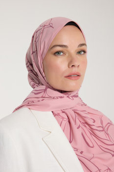 Pure Tone Şal - Yaprak Desen - Pembe - Gülkurusu - Pure Scarfs