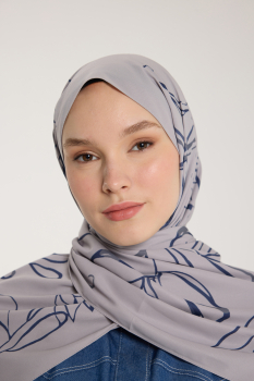 Pure Tone Şal - Yaprak Desen - Soft Gri - Laci - Pure Scarfs